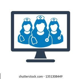 Online Nursing Help Icon. Flat style vector.