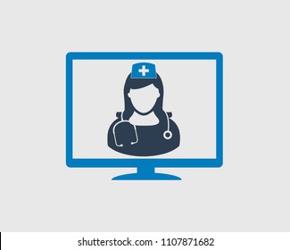 Online Nursing help icon on gray background 