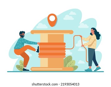 Online office. Modern virtual office developing and moderating. Business team online communication, remote work and business networks. Flat vector illustration