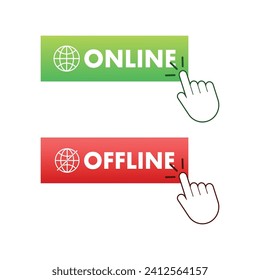 Online and offline button . Design for web site, mobile app and browser. Vector illustration