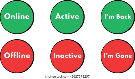 Online and Offline Status Icons in Green and Red Circles