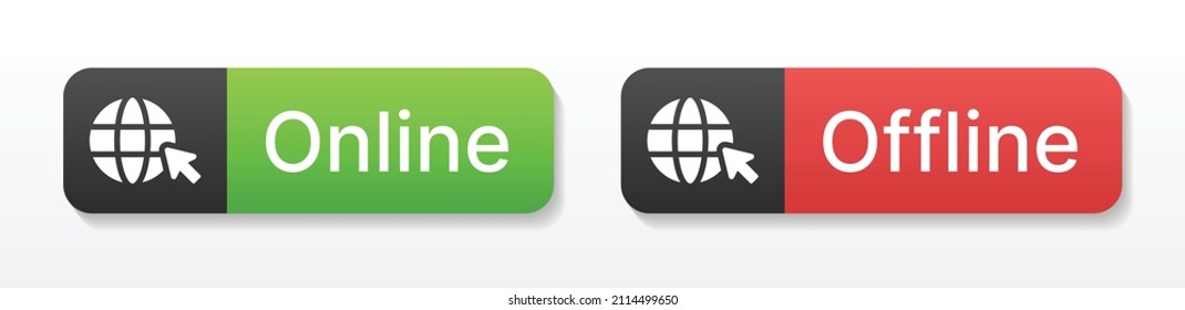 Online Offline web button set. Vector illustration