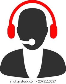Icono de operador en línea con estilo plano. Imagen de icono de operador virtual vectorial aislado en un fondo blanco.