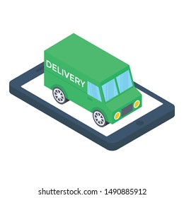 Online order booking icon isometric design.