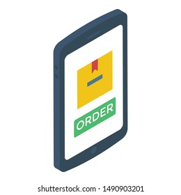 Online order booking icon isometric design.