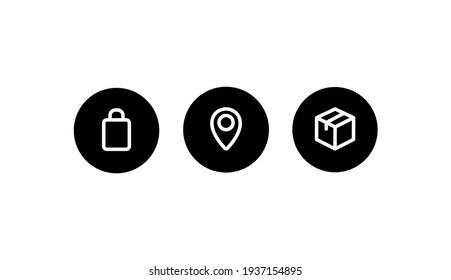 Online order, click and collect order, receive order in pick up point, delivery services steps simple icon vector illustration