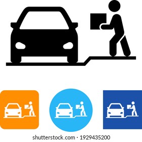 Online Order Curbside Pickup Vector Icon