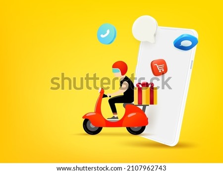 Online order and fast delivery. 3D vector banner with copy space
