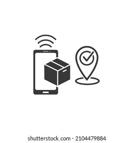 Online order fast delivery icon, service shop mobile app, free package express courier, click buy and collect order,  vector illustration