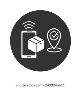 Online order fast delivery icon, service shop mobile app, free package express courier, click buy and collect order,  vector illustration