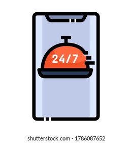Online order filled outline style. Food Delivery Icon design for application, website, poster, printing.