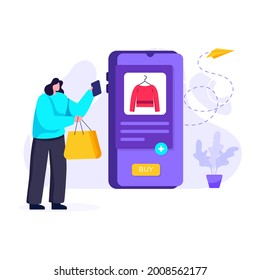 An online order in flat editable illustration