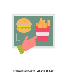 ícones planos de pedido on-line, ilustração de vetor