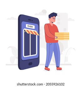 An online order flat illustration, ecommerce app