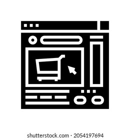 vector de icono de glifo de pedido en línea. signo de pedido en línea. símbolo de contorno aislado ilustración negra