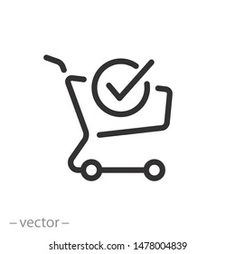 online order icon, add in cart, e-commerce, thin line symbol on white background - editable stroke vector illustration eps 10