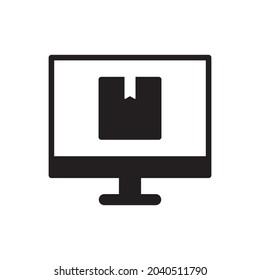 Online-Bestellsymbol - Box-Paket mit Computersymbol 