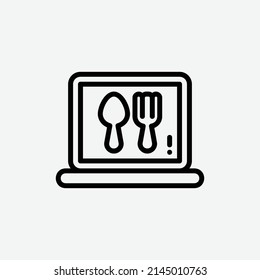  online order icon, isolated food outline icon in light grey background, perfect for website, blog, logo, graphic design, social media, UI, mobile app