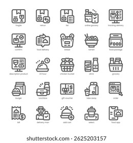 Pacote de Ícones de Pedido Online para o seu site, celular, apresentação e design de logotipo. Design de contorno de ícone de pedido on-line. Ilustração de gráficos vetoriais e traçado editável.