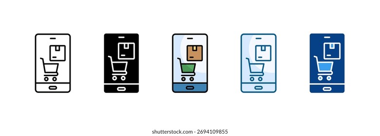 Online Order Icon Set Colección de estilo múltiple