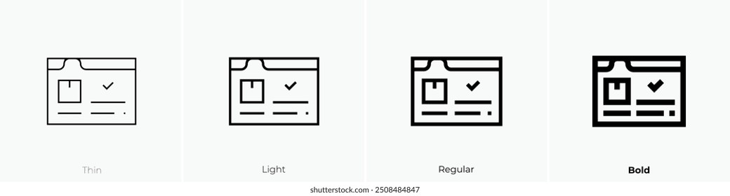 online order icon. Thin, Light Regular And Bold style design isolated on white background