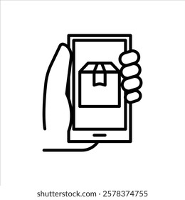 Online Order Line Icons Design Elements Illustration