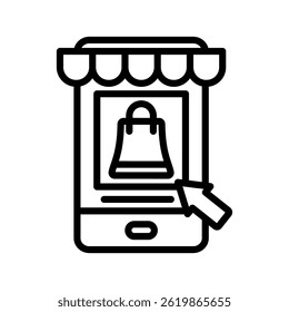 Online Order Line Vector Illustration Isolated On White Background.