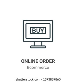 Online order outline vector icon. Thin line black online order icon, flat vector simple element illustration from editable ecommerce concept isolated on white background