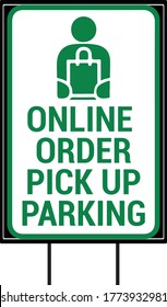 Online Order Pickup Parking Only Yard Sign Design On A White Background, Vector Illustration