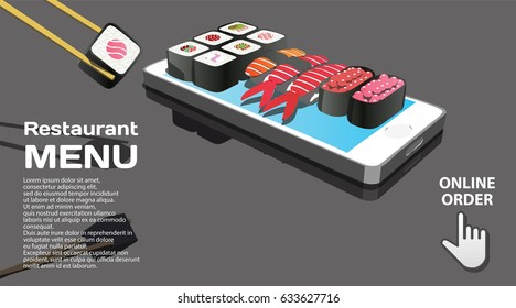 Online order poster sushi menu