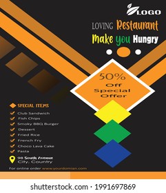 Online order promotion creative loving restaurant marketing flyer 