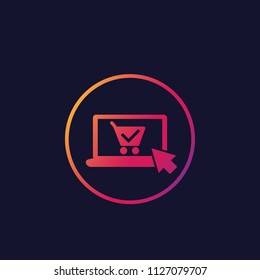 online order, purchase vector icon, laptop and shopping cart