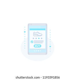 online order, shoe store, e-commerce and mobile shopping vector icon
