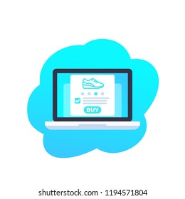 online order, shoe store, e-commerce, vector icon