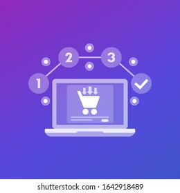 online order steps vector icon