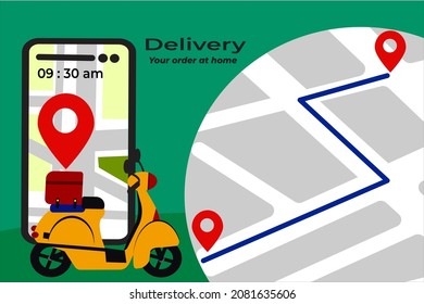 online order and template design. Fast delivery by scooter on mobile