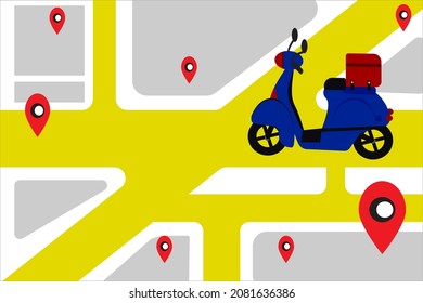 online order and template design. Fast delivery by scooter on mobile