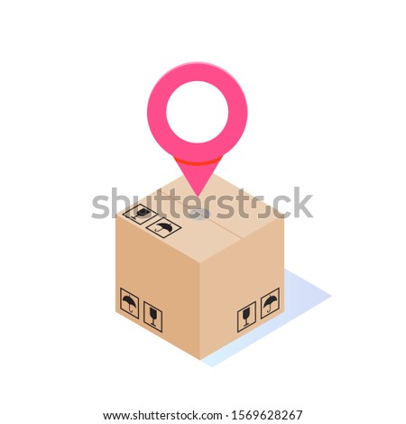 Online order tracking, delivery isometric concept. Can use for landing page, mobile app. Vector illustration