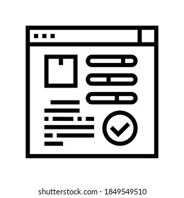 vector de icono de línea de seguimiento de pedidos en línea. signo de seguimiento de pedidos en línea. símbolo de contorno aislado ilustración negra