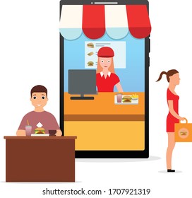Diseño de ilustración vectorial de pedidos en línea