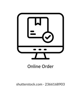 Ilustración de diseño de iconos de esquema vectorial de pedido en línea. Símbolo de almacén web en fondo blanco archivo EPS 10 