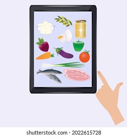 Online ordering concept. Express delivery. Courier on bike delivers package - black on white background - vector.