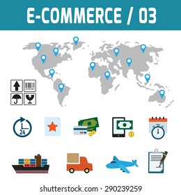 online ordering and fast delivery service.infographic elements.modern design flat icons.isolated on white background.graphic vector illustration.ecommerce business concept.
