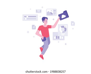 Online organization system. Concept of internet hosting, online service for file management and document storage