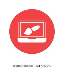 Online Painting  Vector Icon with trendy background colors that can easily edit or modify 

