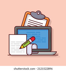 online paper Vector illustration isolated on a transparent background. vector line flat icons for concept or web graphics.