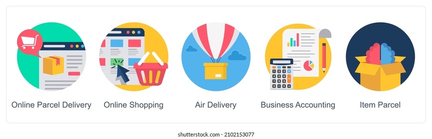 Concepto de icono de entrega de paquetes en línea