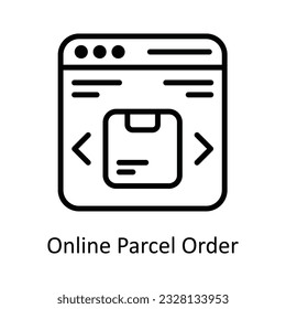 Vector de pedido de paquete en línea    ilustración de diseño de iconos de esquema. Símbolo de envío y entrega en fondo blanco Archivo EPS 10