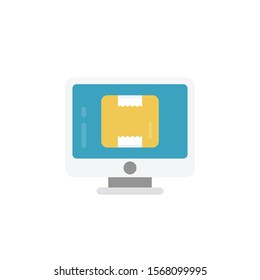 online parcel vector flat colour icon 