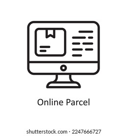 Online Parcel Vector Outline Icon Design illustration. Product Management Symbol on White background EPS 10 File